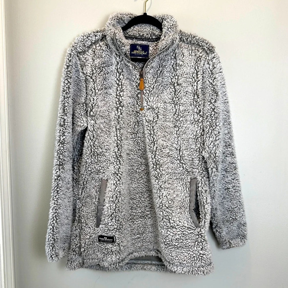 Simply Southern Tops - Simply Southern 1/4 Zip Sherpa Pullover Womens Size Large Grey Oversized